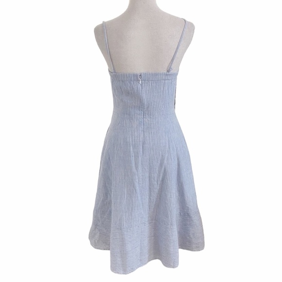 THEORY BLUE WHITE STRETCH LINEN BLEND PERFECT TEA DRESS - 2 - Picture 4 of 10